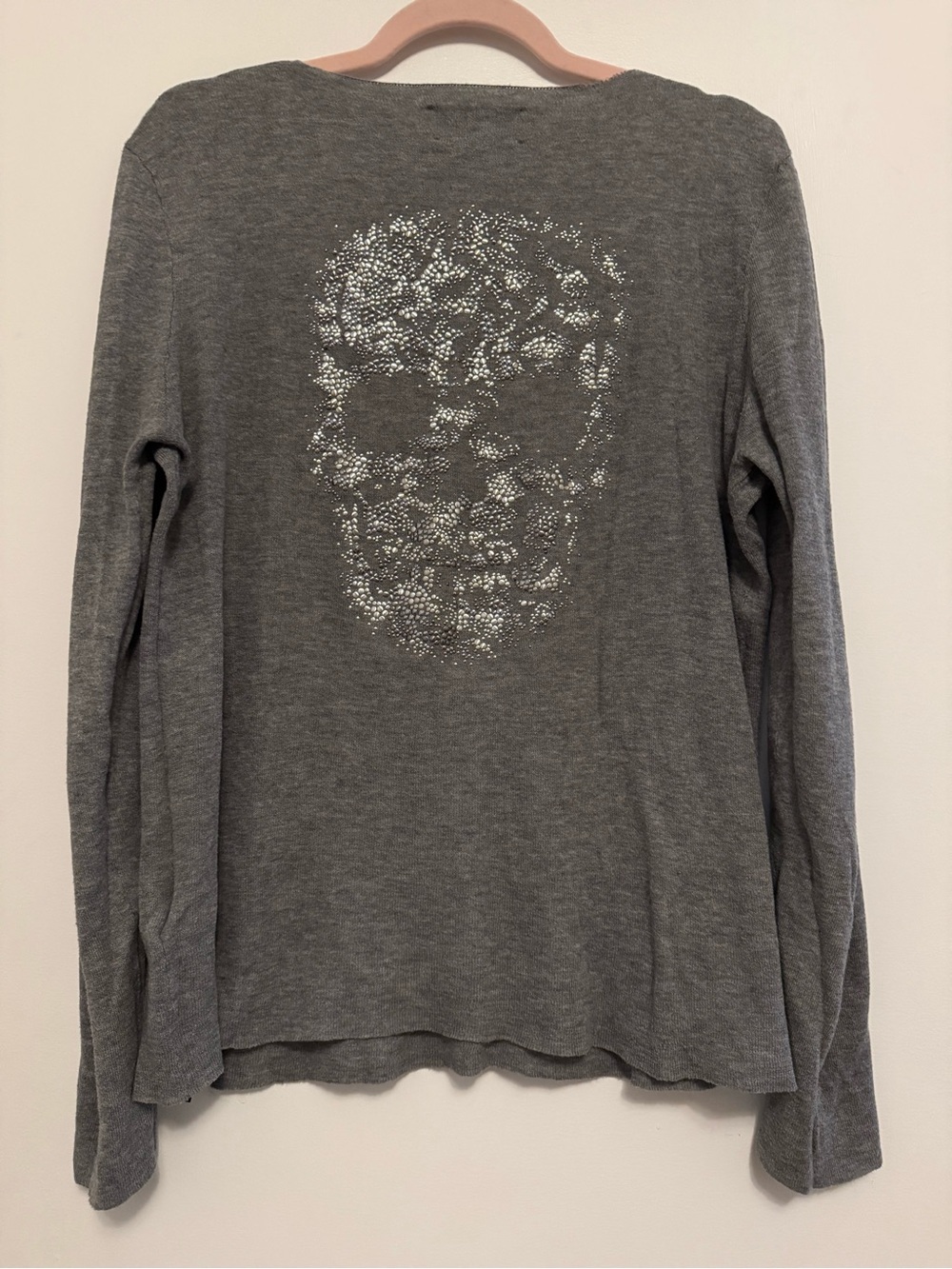 Zadig & Voltaire Nofstra Bid Gray Skull Back Cotton Knit Sweater - Picture 3 of 8